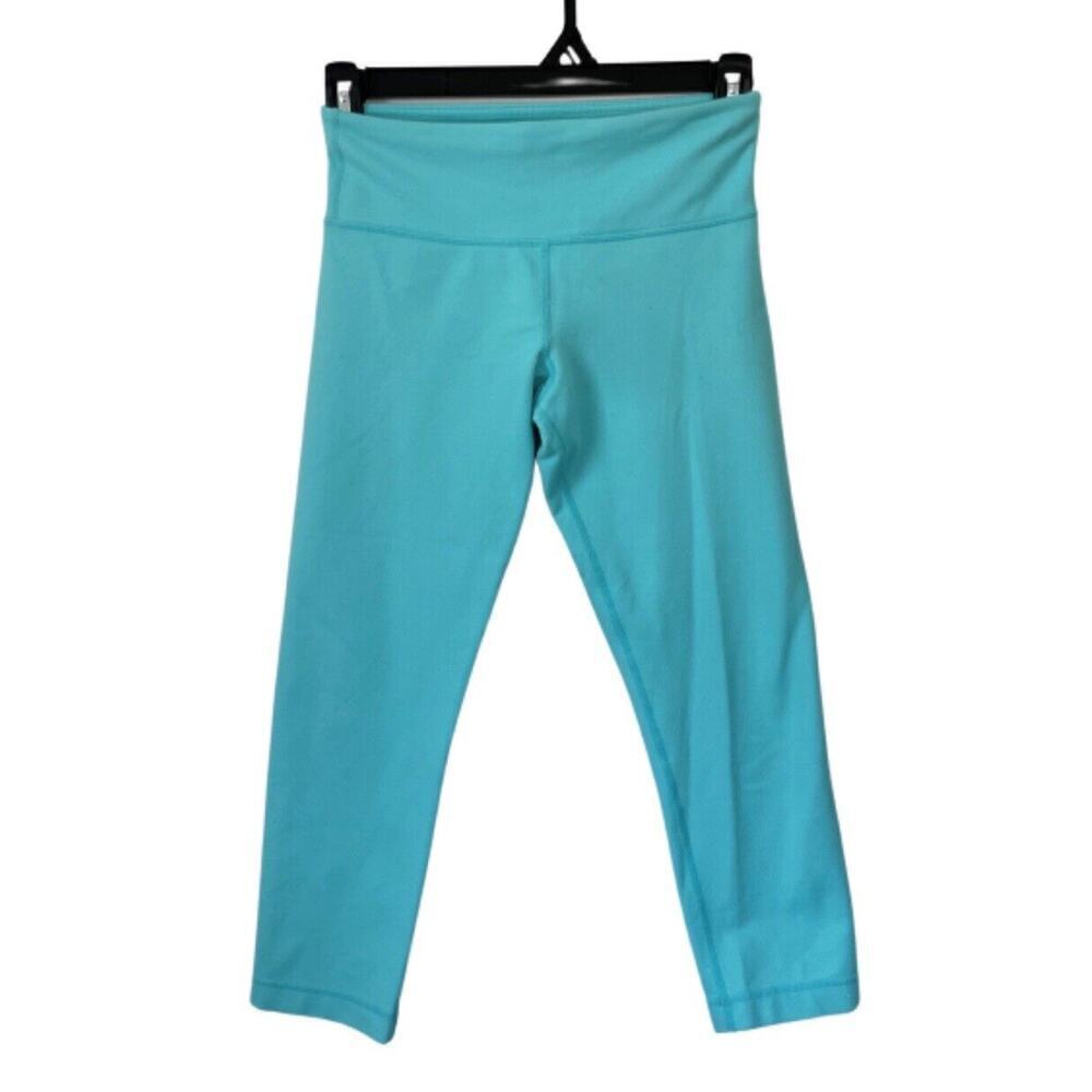 Lululemon Women’s‎ Teal Mid Rise Leggings Cropped 21” Size 2 Stretch Yoga Run
